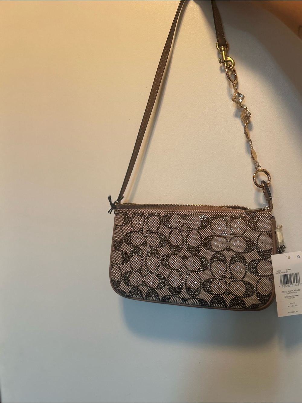 Coach Pink/Brown Signature Jacquard Crossbody